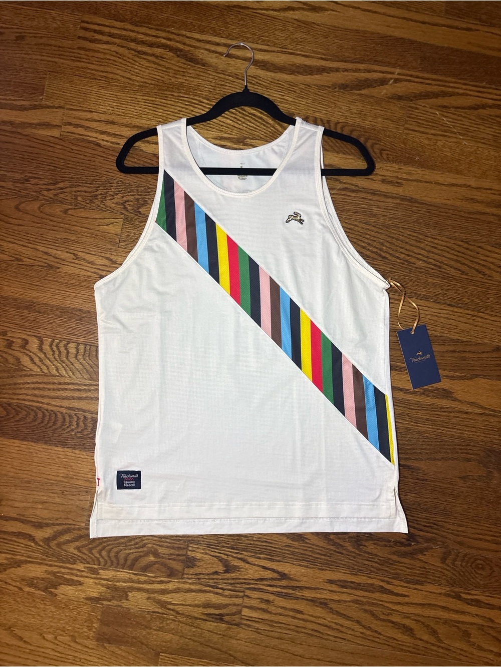 Tracksmith Van Cortlandt Running Singlet – Ivory/Multicolor | Size Large | NWT